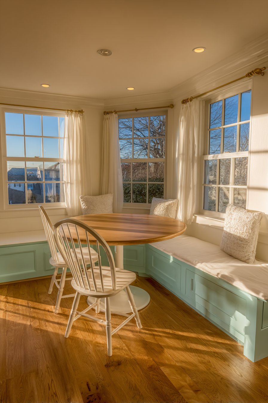 Charming Mint Green Breakfast Nook Integration