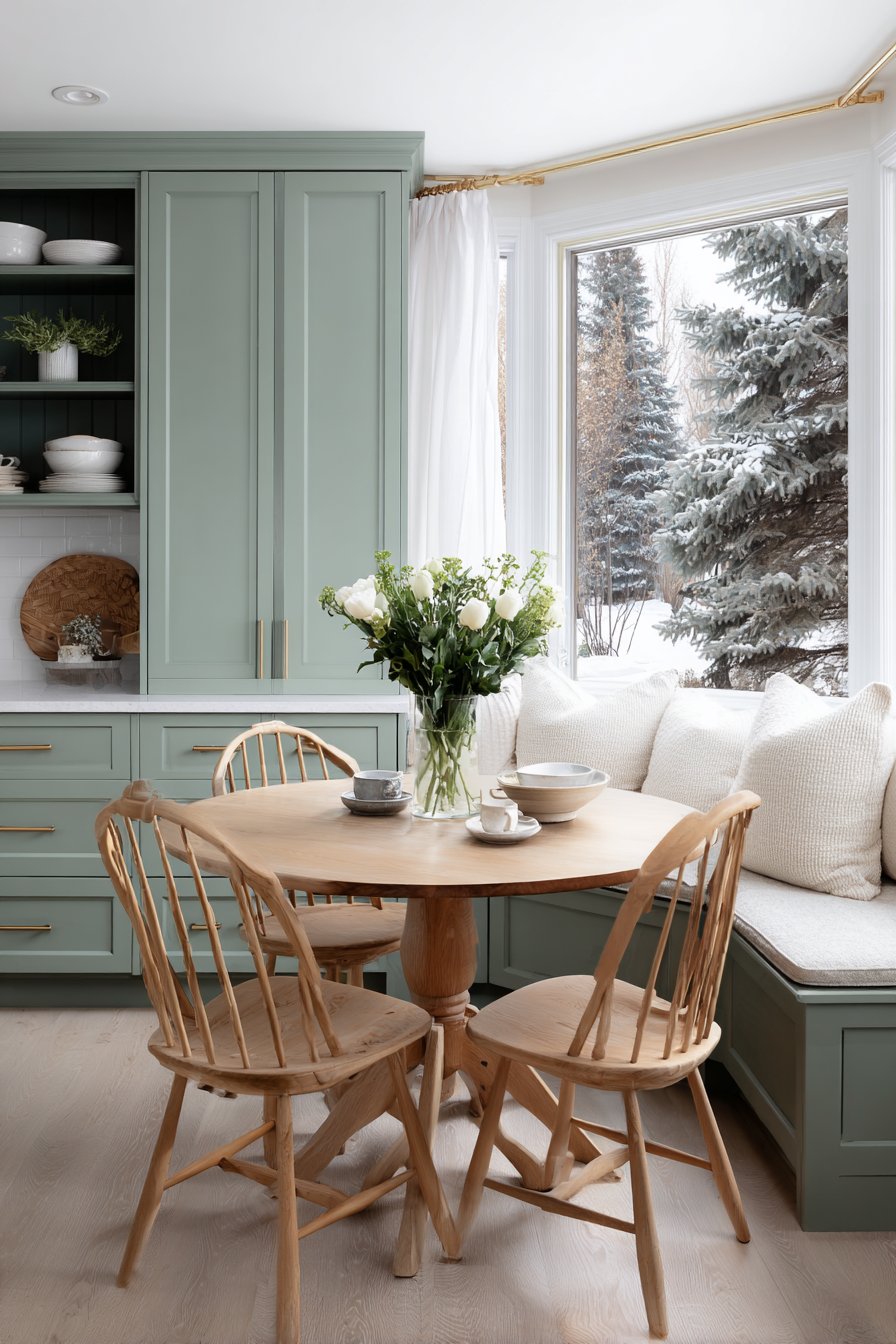 Charming Mint Green Breakfast Nook Integration
