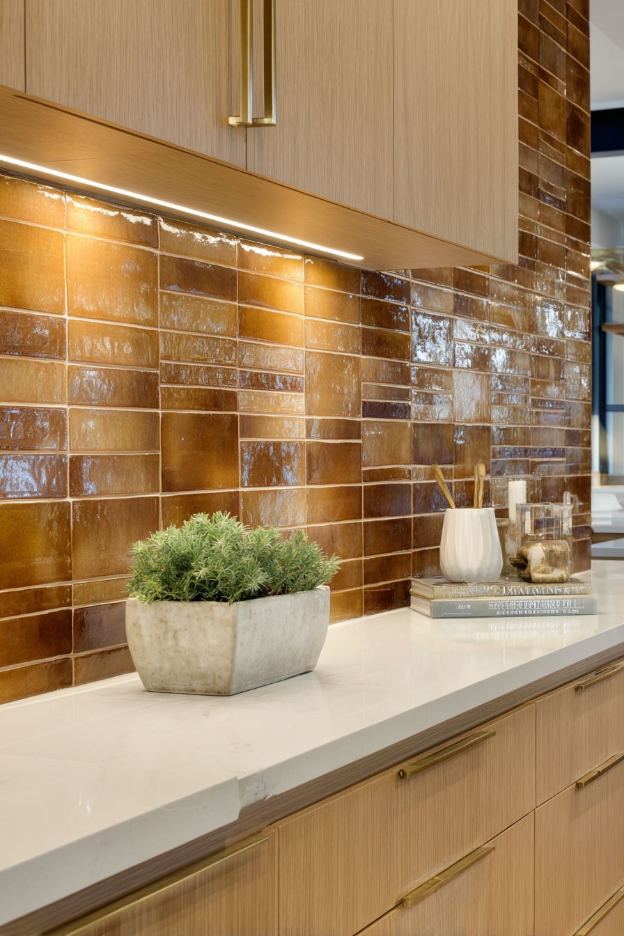 Gradient Orange Ceramic Tile Backsplash