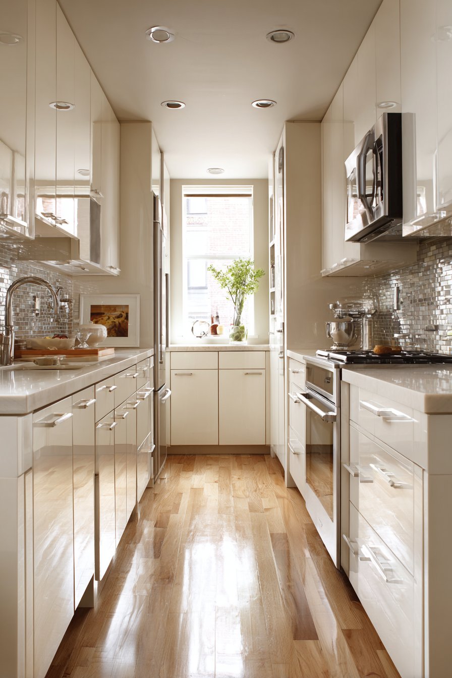 Efficient Galley Kitchen with Space-Multiplying Features