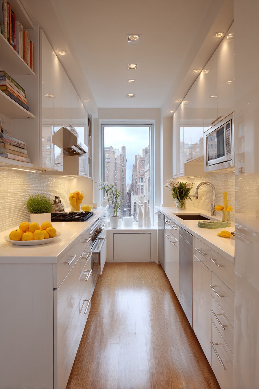 Efficient Galley Kitchen with Space-Multiplying Features