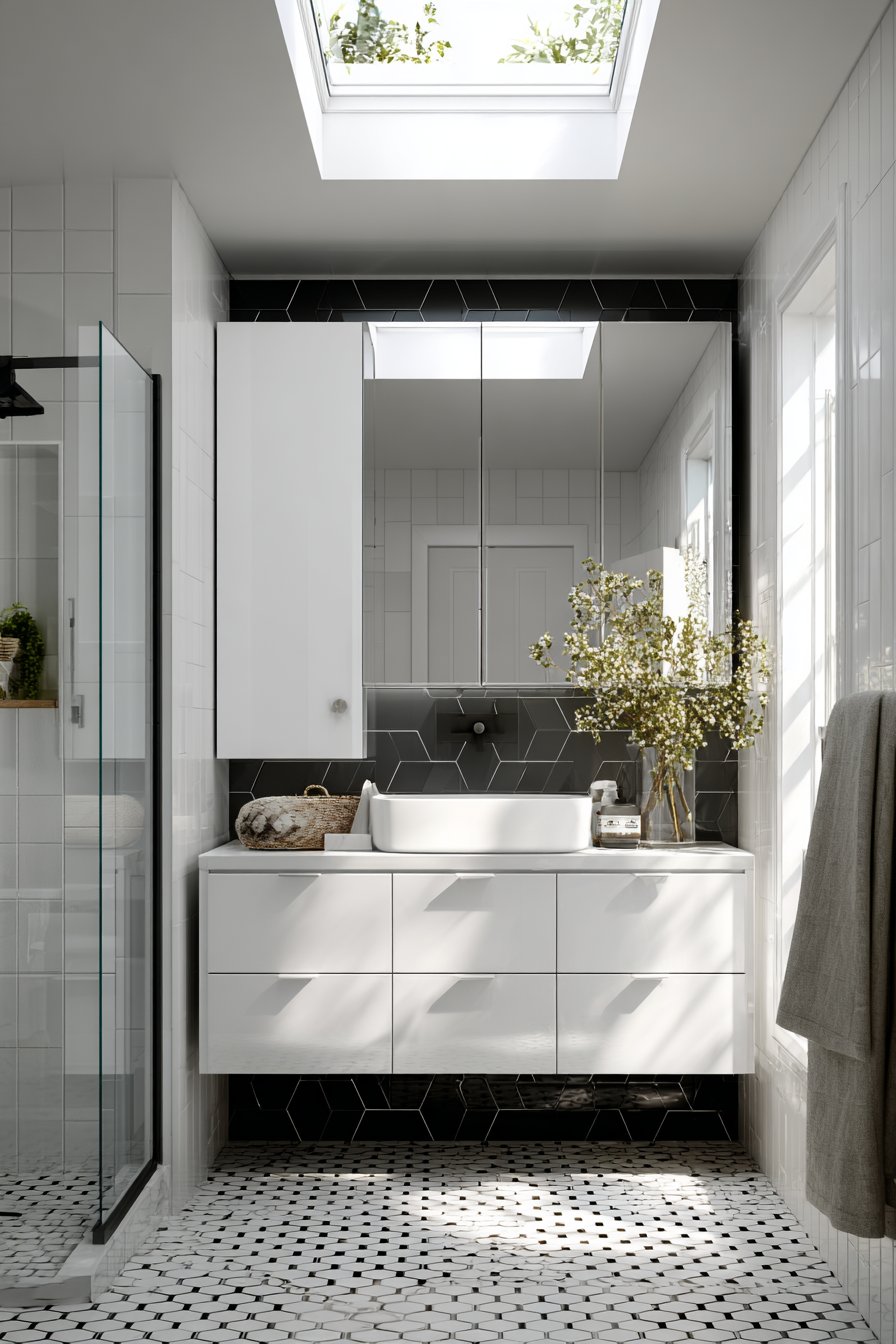 Narrow Layout with Slimline Vanity