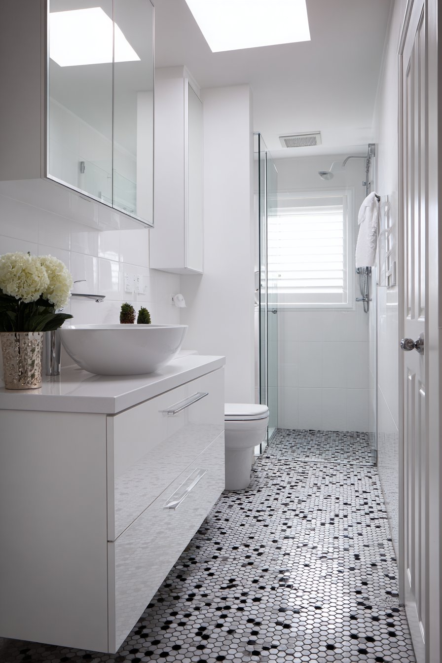 Narrow Layout with Slimline Vanity