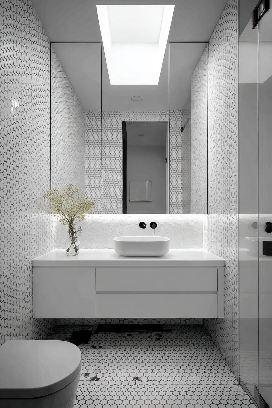 Narrow Layout with Slimline Vanity