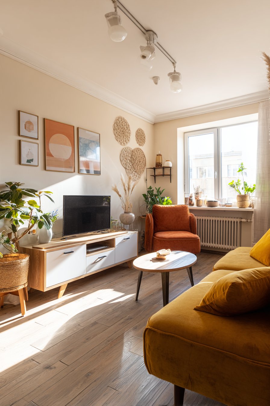 Compact Urban Apartment with Multi-Zone Track Lighting