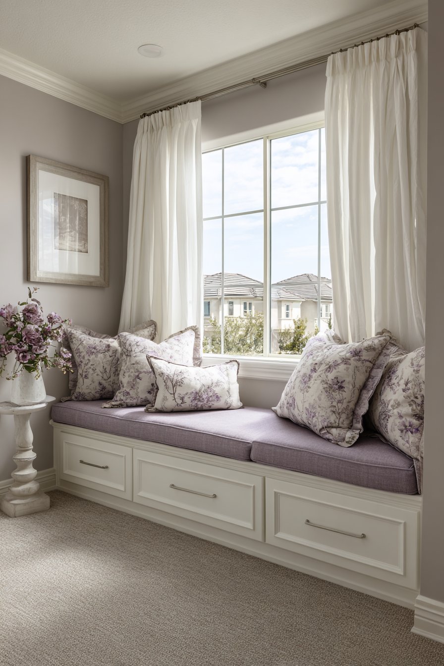 Custom Window Seat with Integrated Storage Solutions