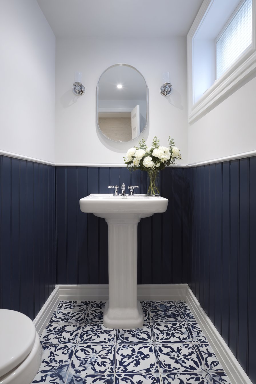 Space-Enhancing Navy Beadboard Design