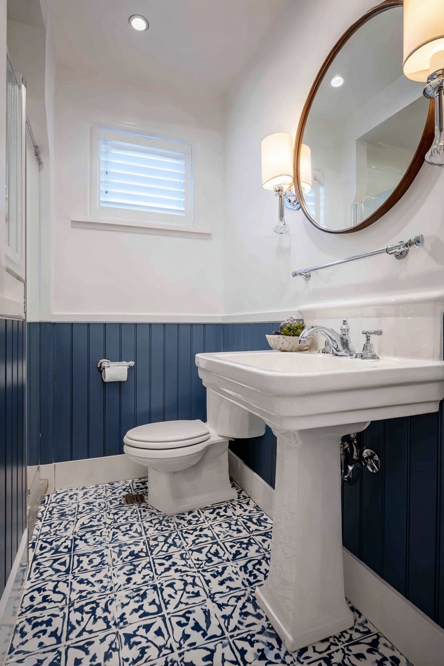 Space-Enhancing Navy Beadboard Design