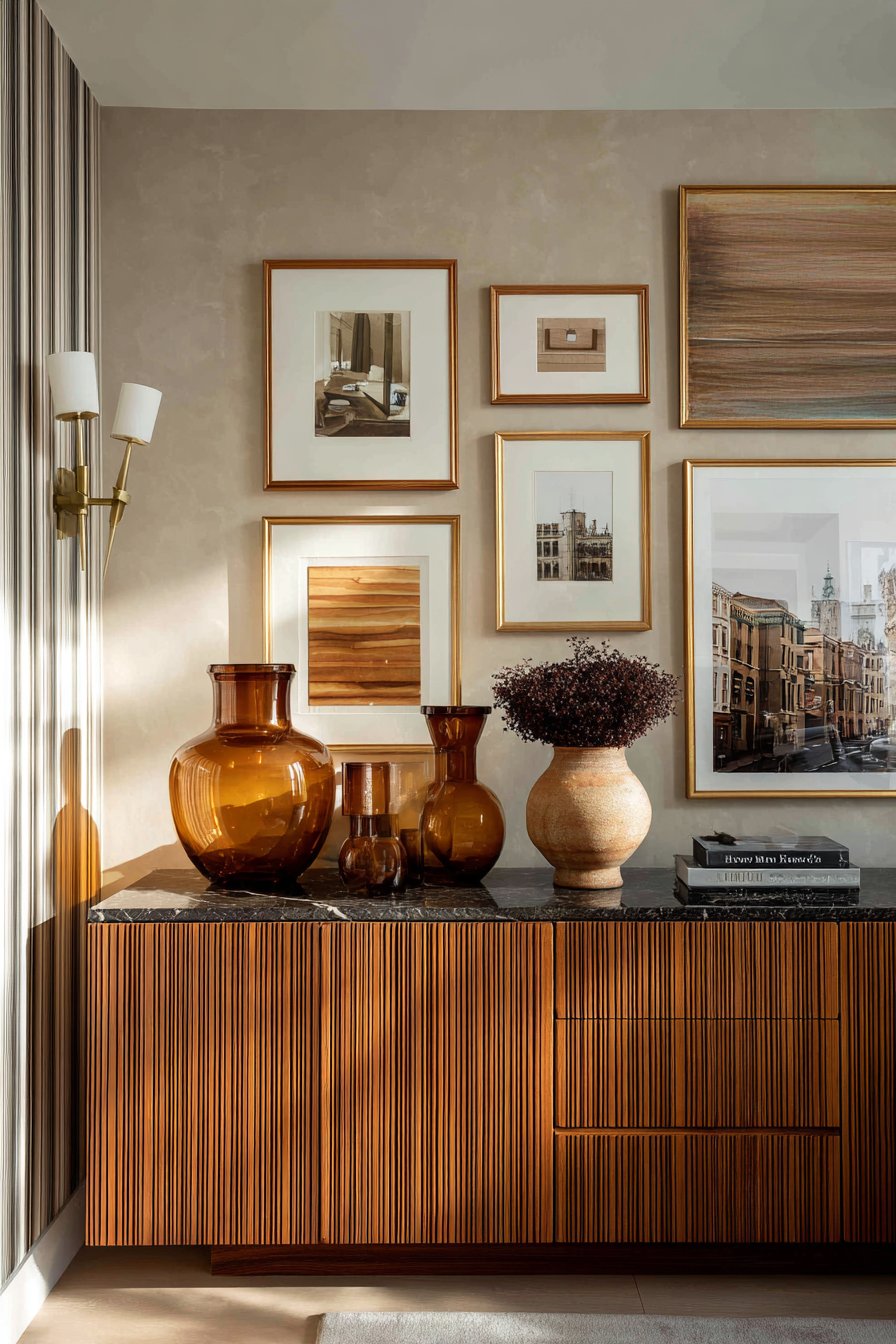 Gallery Wall Warmth with Mid-Century Modern Touches