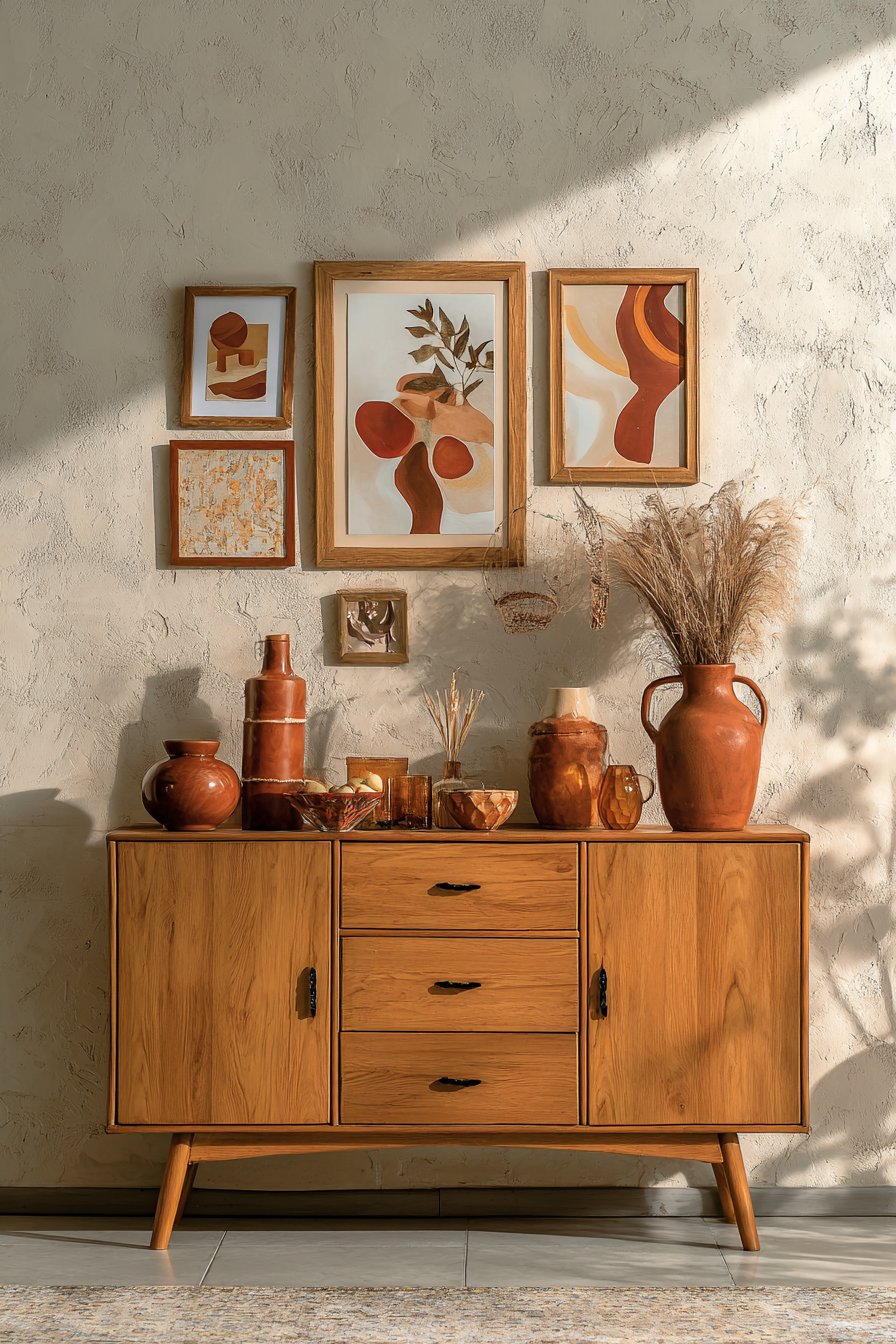 Gallery Wall Warmth with Mid-Century Modern Touches