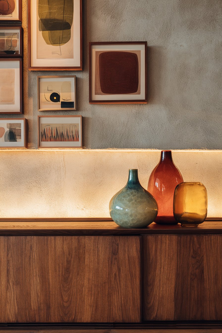 Gallery Wall Warmth with Mid-Century Modern Touches