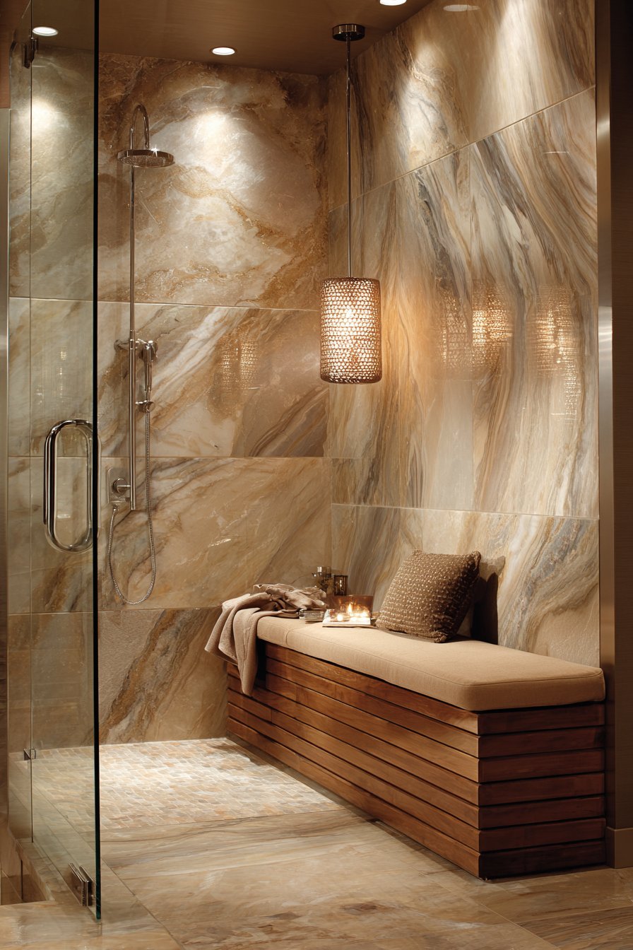 Luxurious Walk-In Wet Room with Natural Stone
