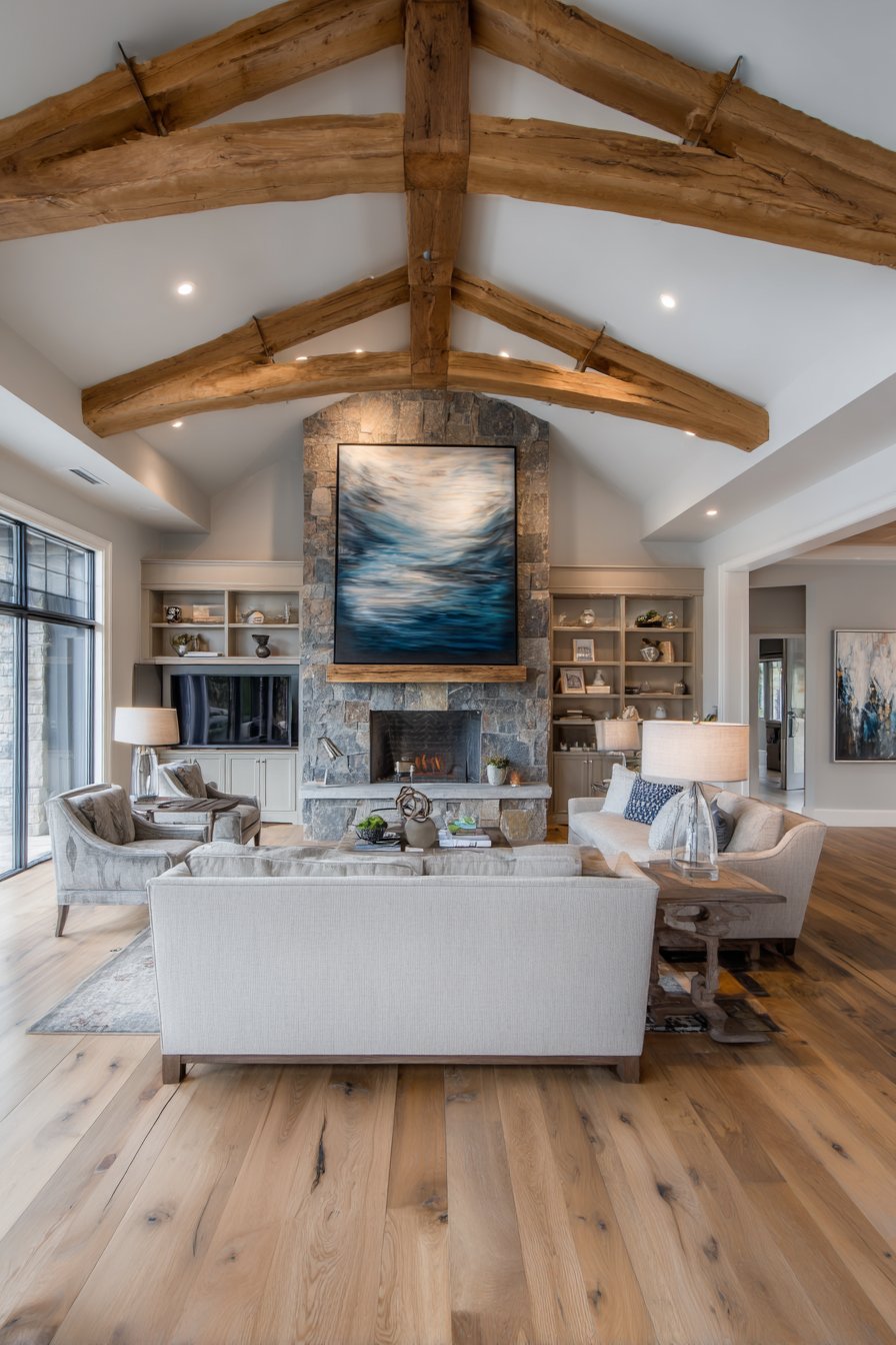 Grand Fireplace Focal Point with Symmetrical Design