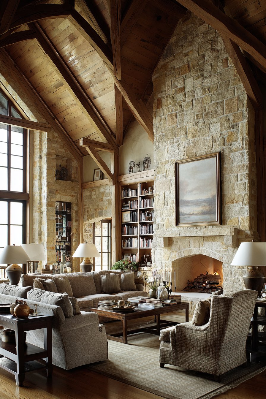 Grand Fireplace Focal Point with Symmetrical Design