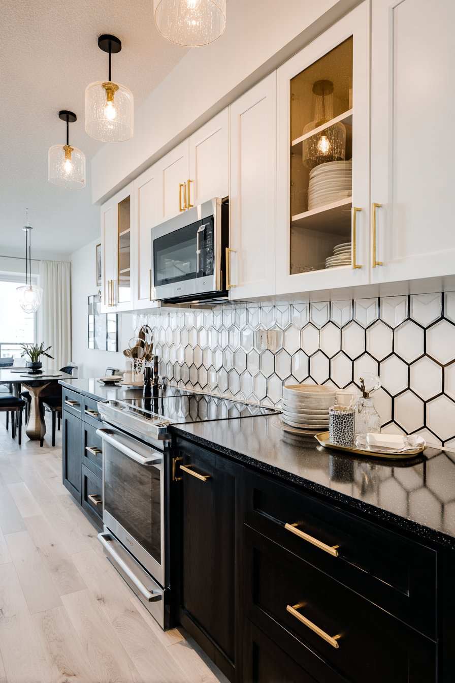 Contemporary Two-Toned Cabinetry with Gold Accents