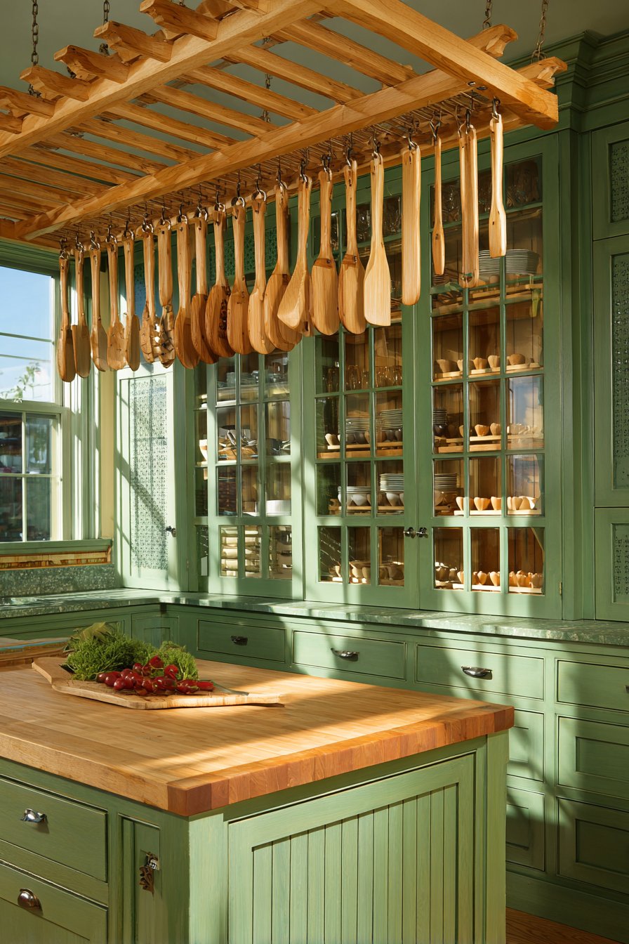 Pine Green Storage Solution with Maple Organization