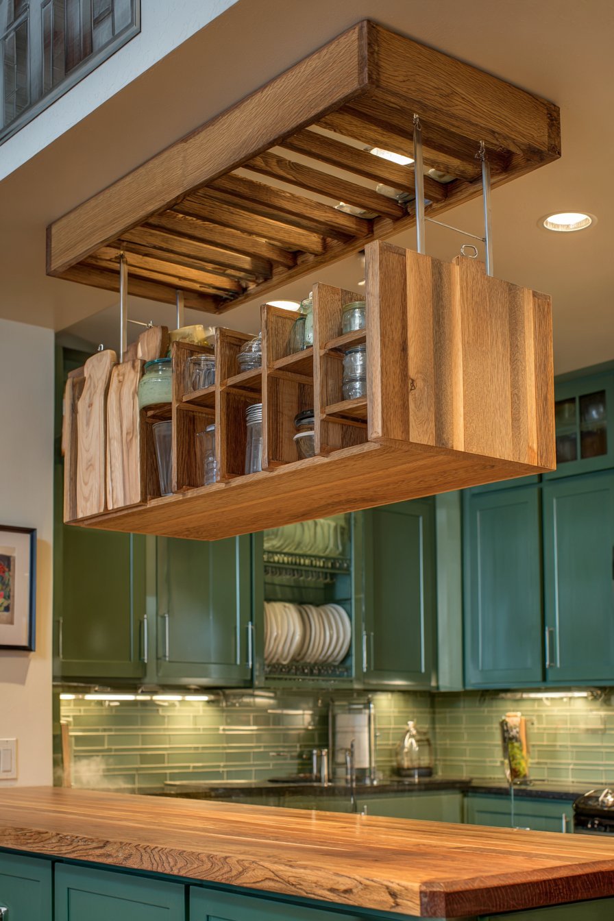 Pine Green Storage Solution with Maple Organization