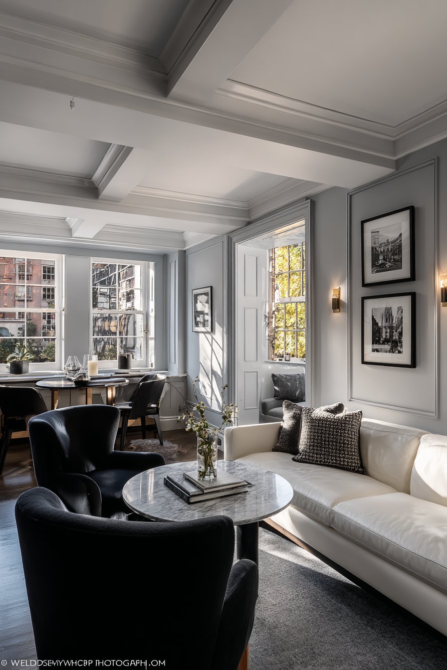 Elegant Conversation Area with Gallery Wall Focus