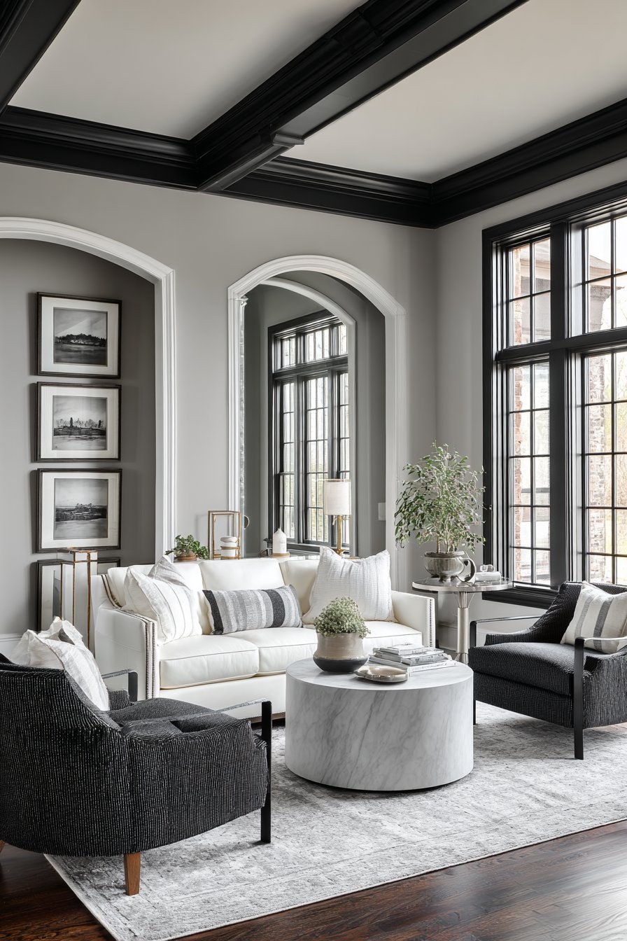 Elegant Conversation Area with Gallery Wall Focus