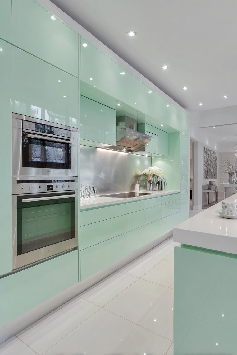 Sleek Modern Mint Green Kitchen with Contemporary Edge