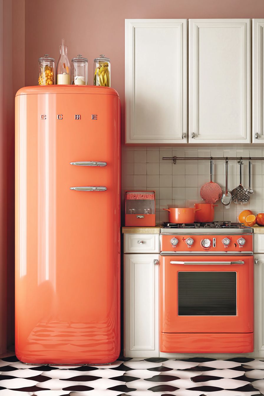 Retro Coral Orange Vintage Appliances