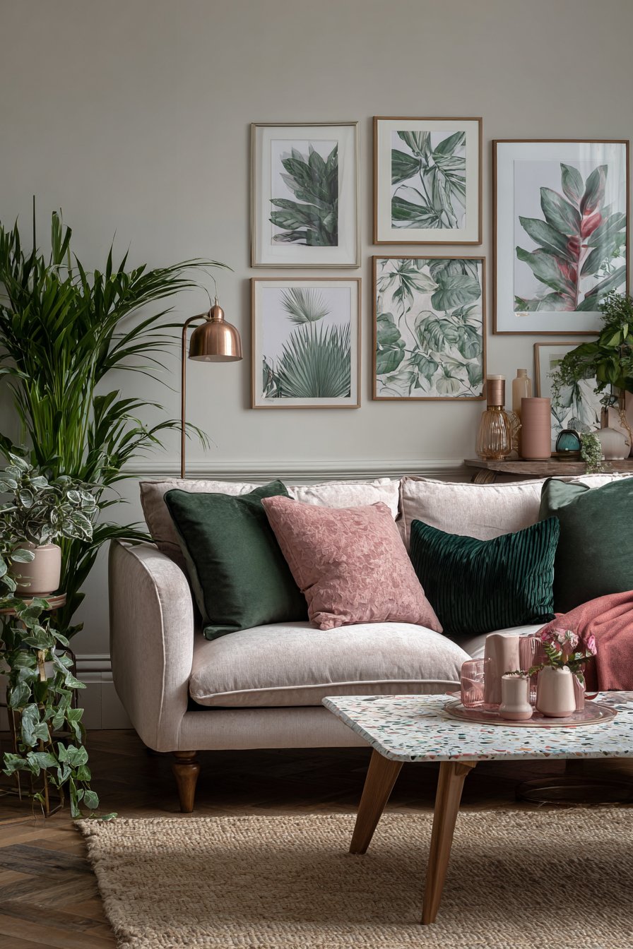 Eclectic Gallery Wall with Botanical Art Collection