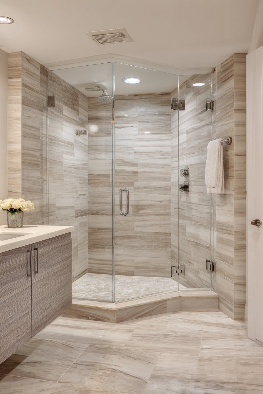 Neo-Angle Shower with Grey-Washed Sophistication