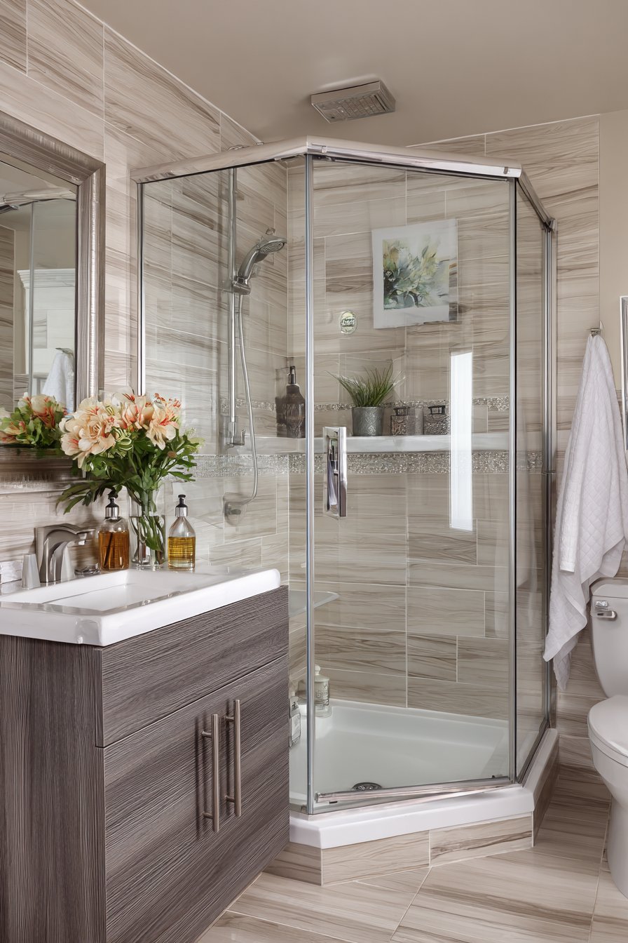 Neo-Angle Shower with Grey-Washed Sophistication