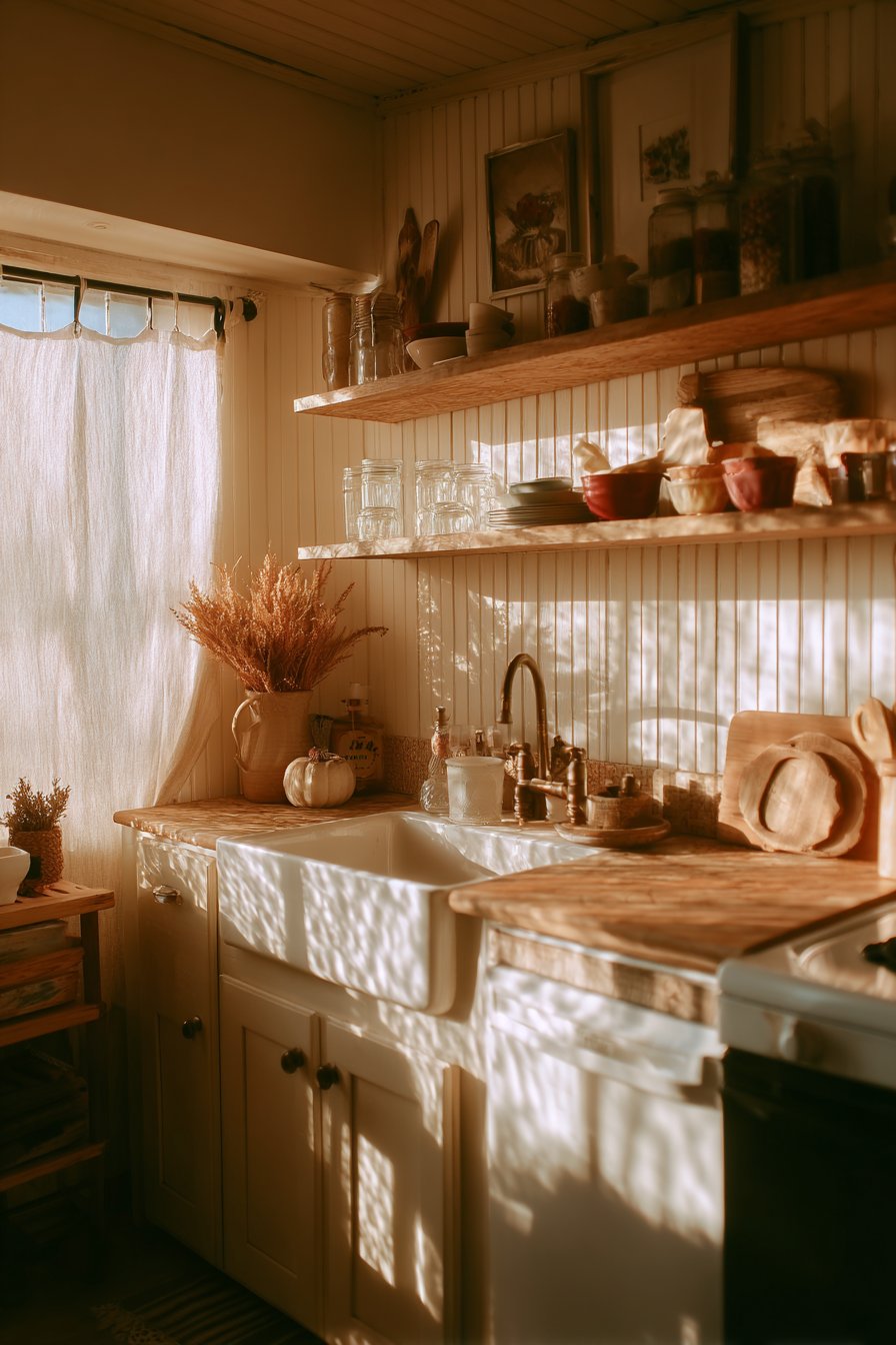Farmhouse Charm in Compact Kitchen Spaces