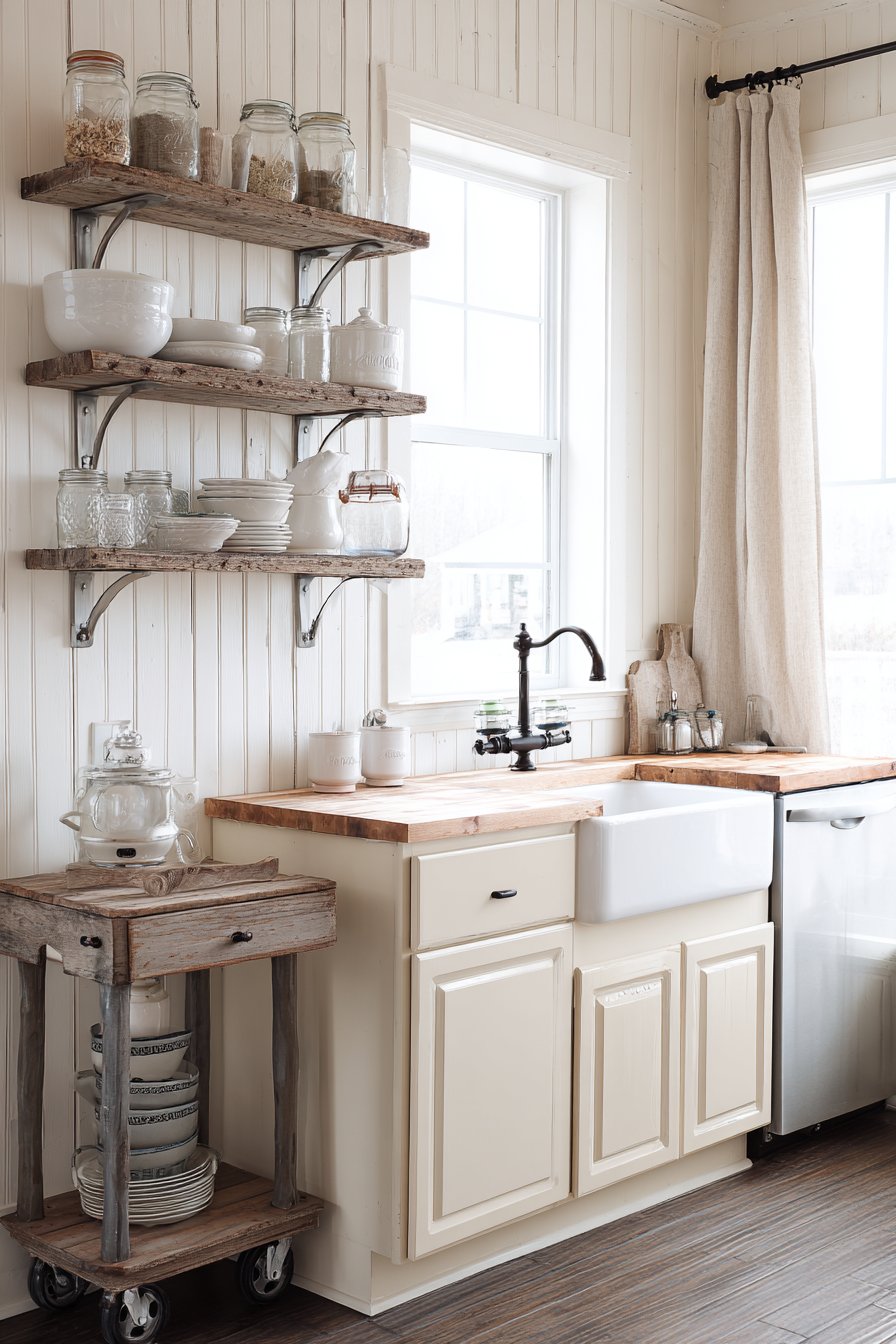 Farmhouse Charm in Compact Kitchen Spaces