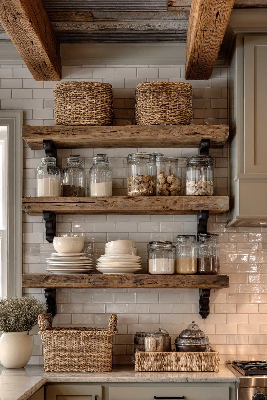 Elegant Open Shelving with Decorative Corbel Brackets