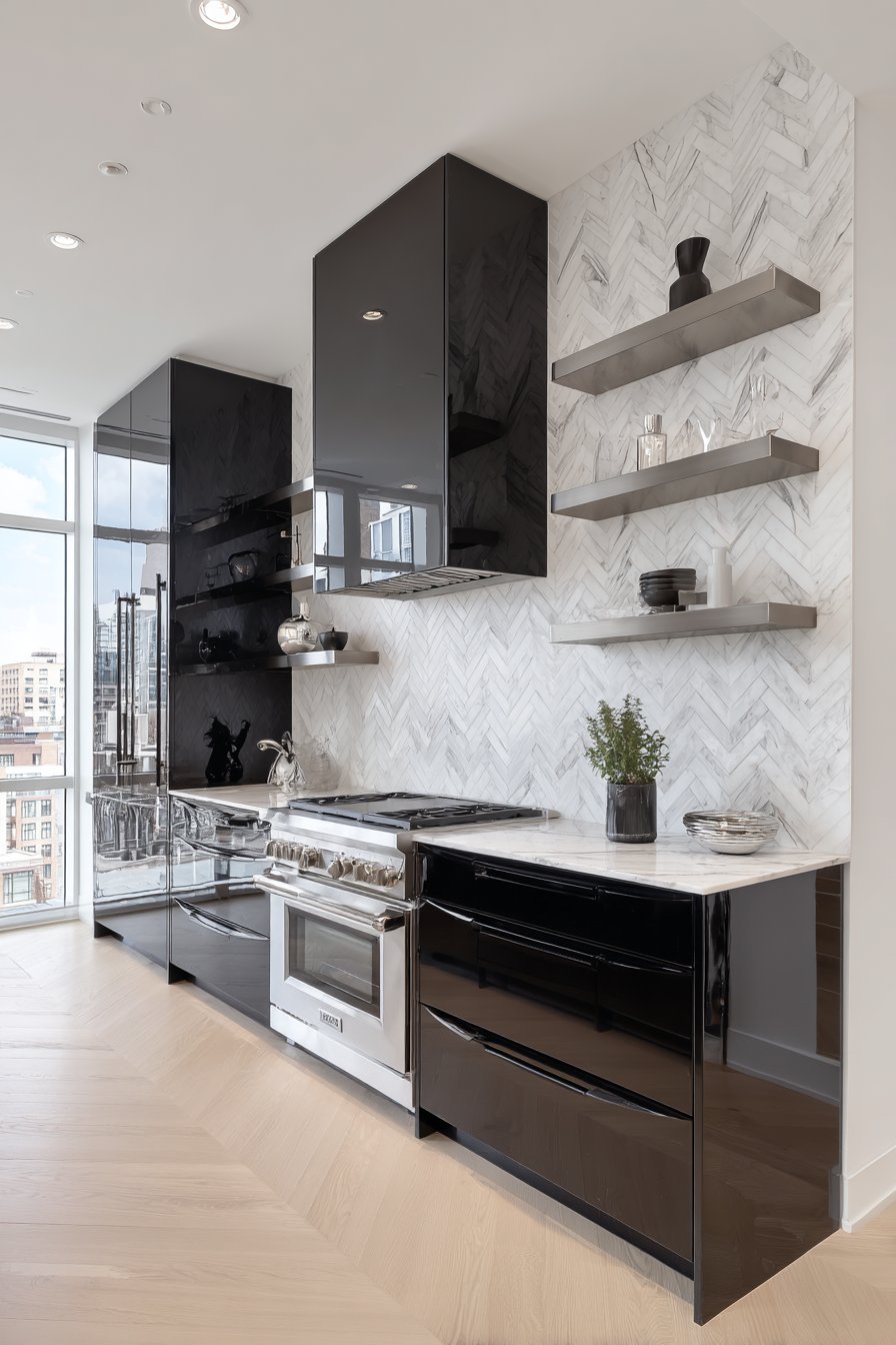 Industrial Concrete Meets High-Gloss Elegance