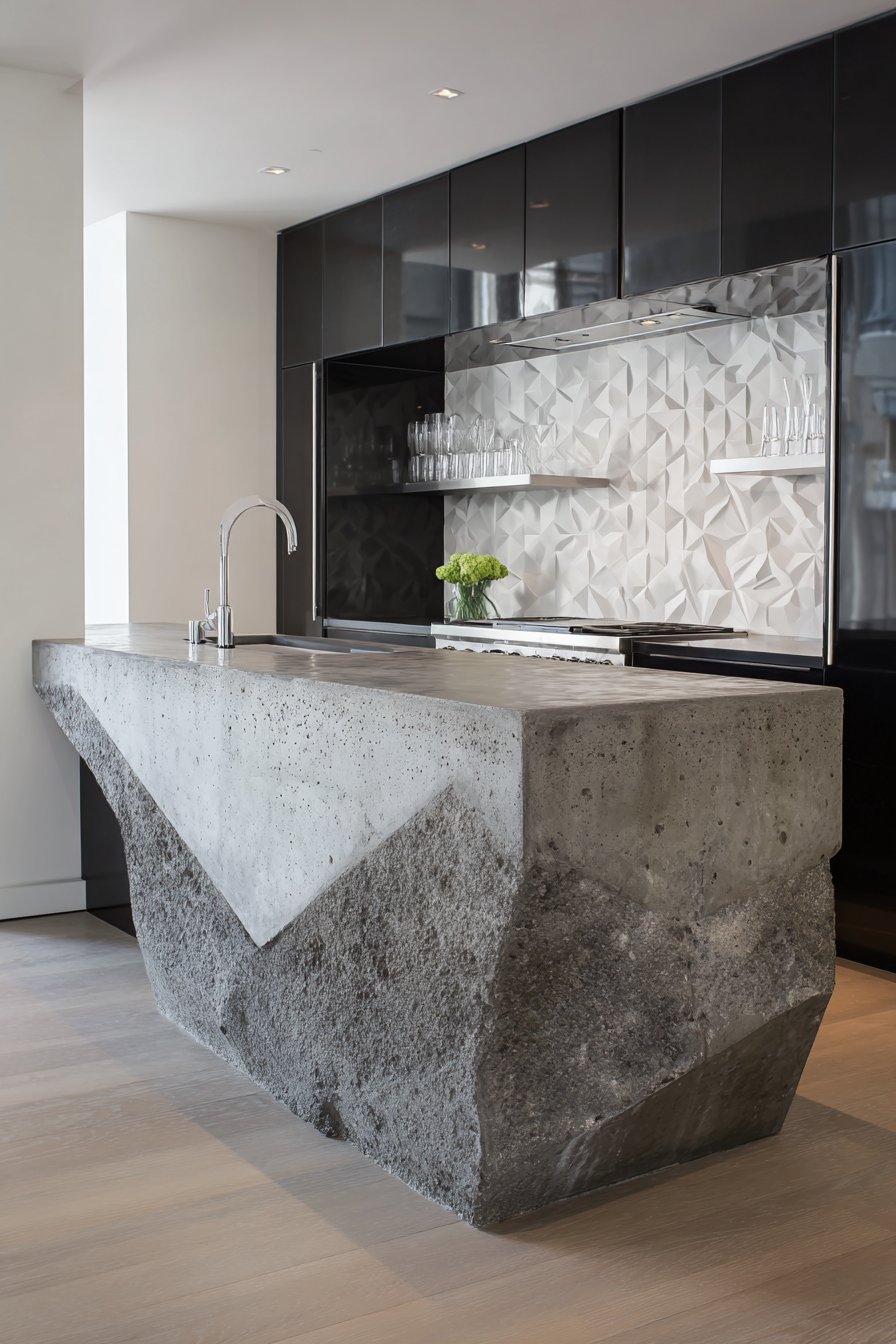 Industrial Concrete Meets High-Gloss Elegance
