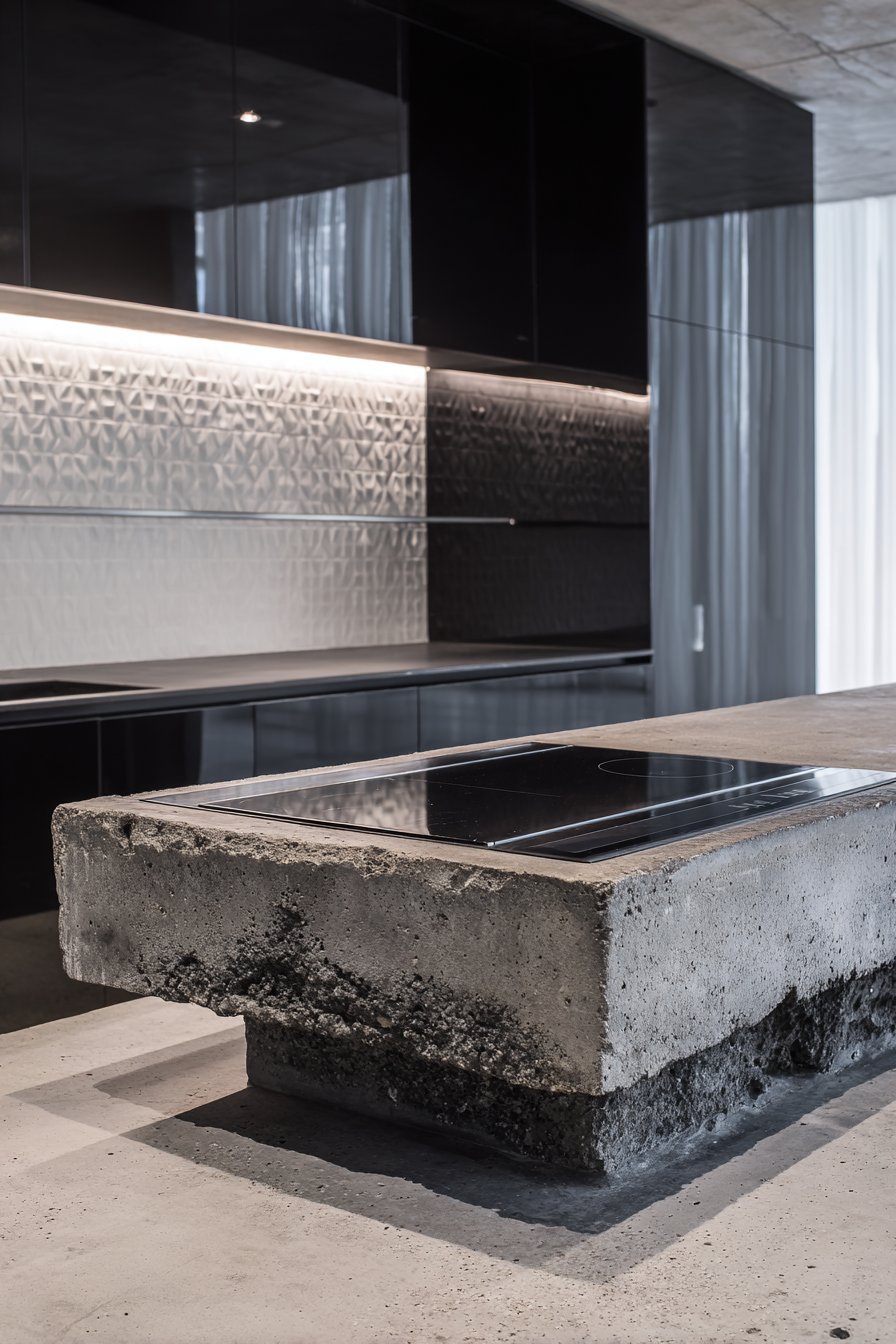 Industrial Concrete Meets High-Gloss Elegance