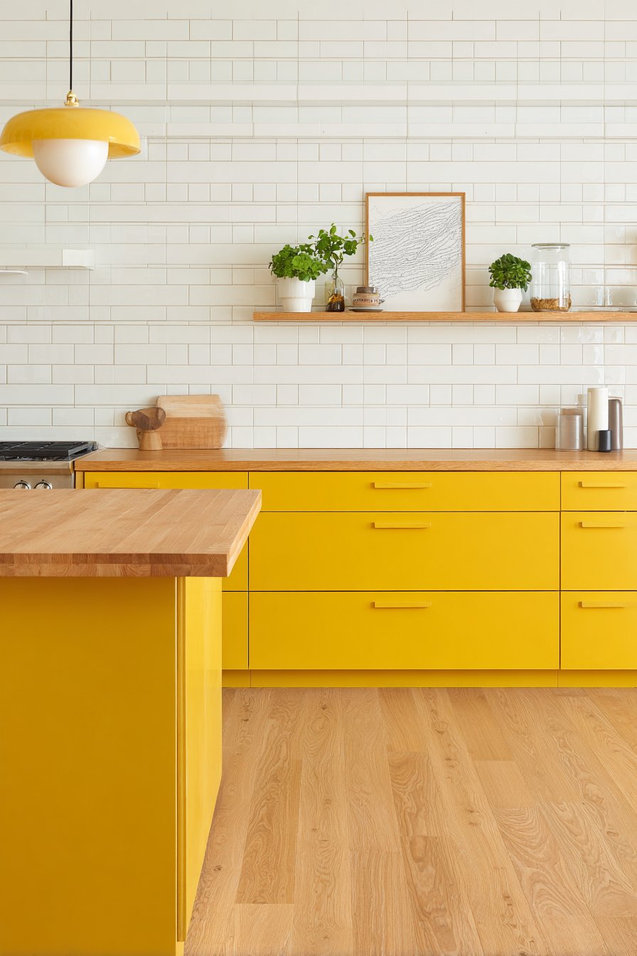 Scandinavian-Inspired Kitchen with Pale Lemon Yellow Cabinets