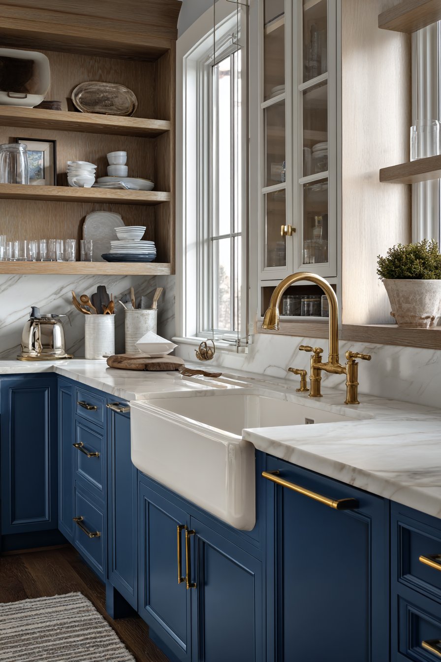 Two-Tone Cabinetry with Sophisticated Color Play
