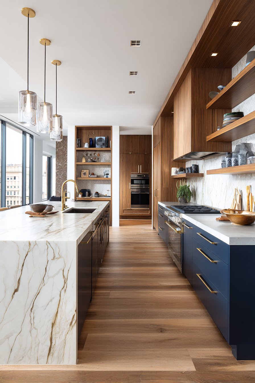 Two-Tone Cabinetry with Sophisticated Color Play