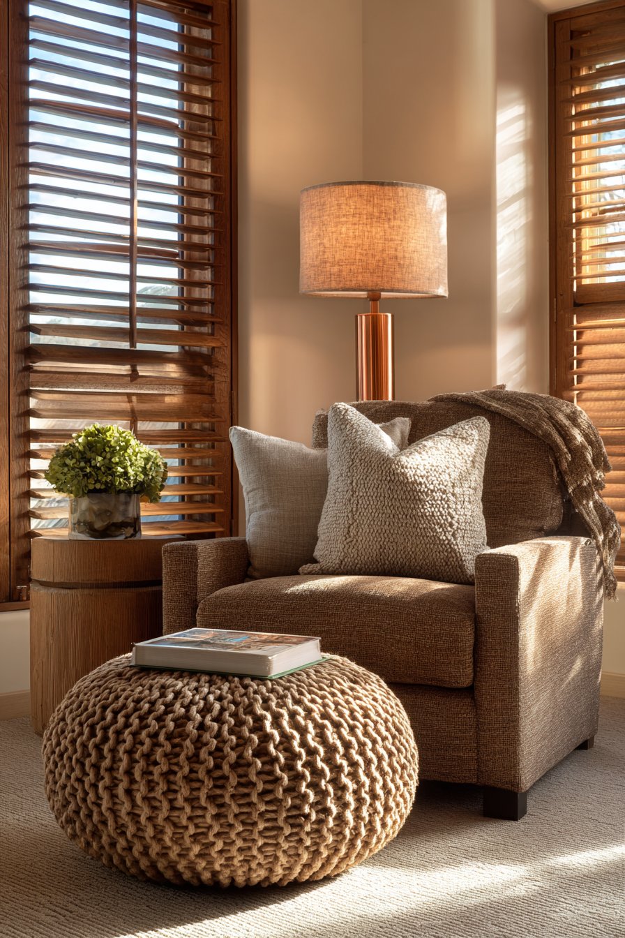 Cozy Reading Nook with Burnt Sienna Accents