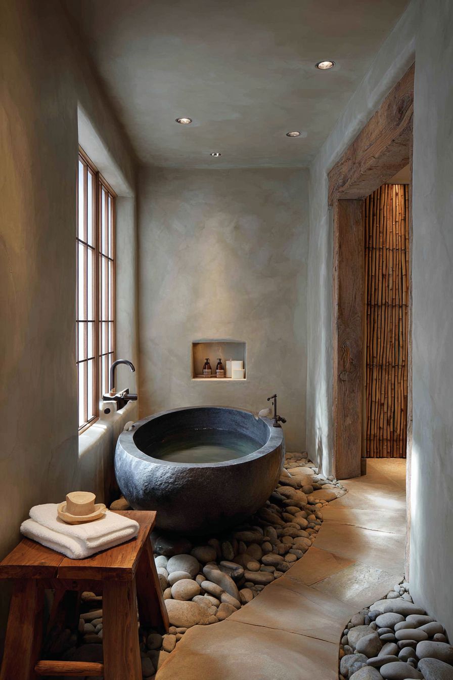 Japanese-Inspired Zen Minimalism with Soaking Tub