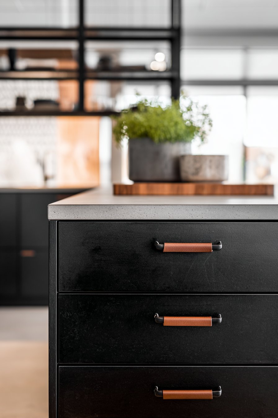 Scandinavian Balance with Matte Black Lower Cabinets