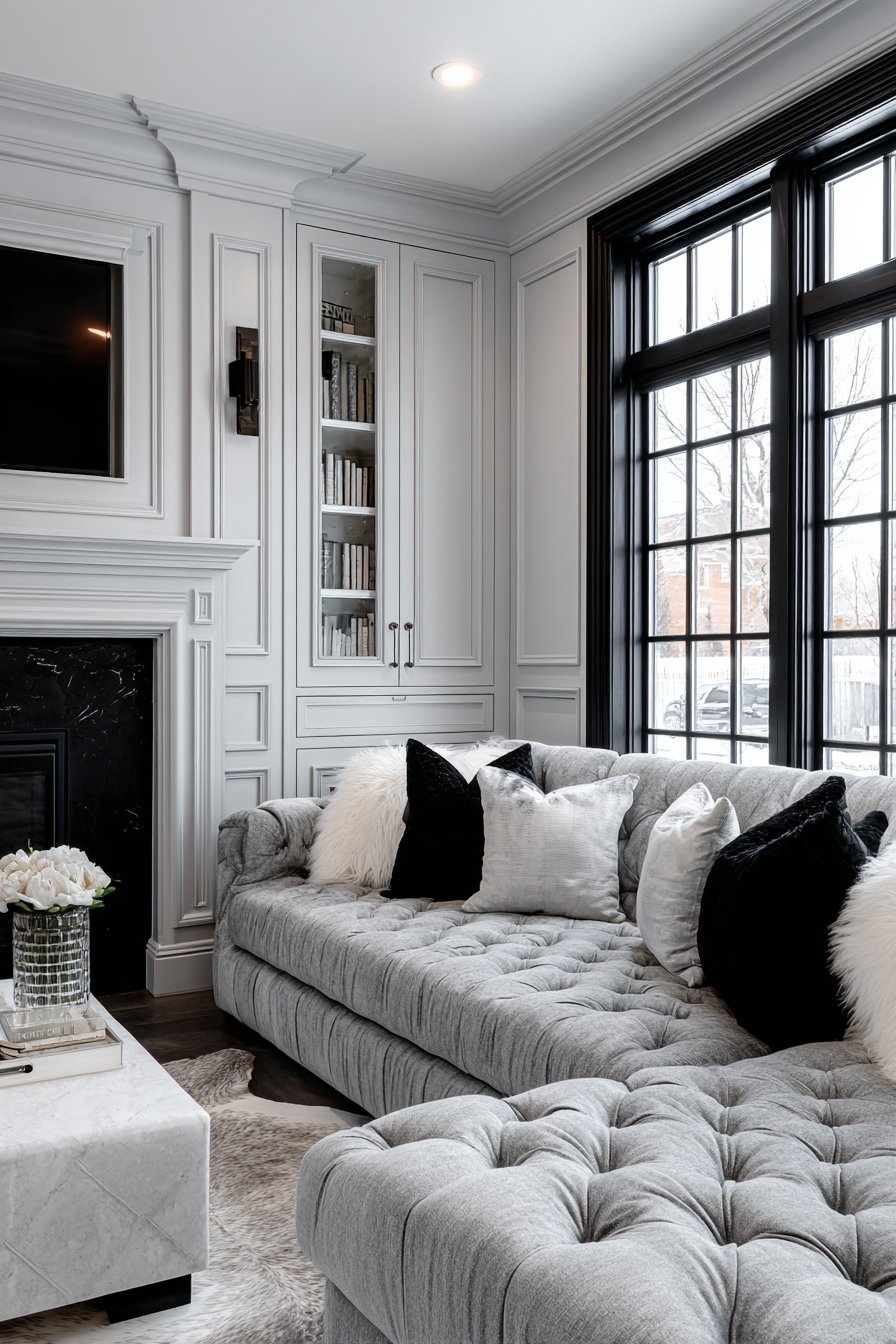 Contemporary Drama with Fireplace as Focal Point