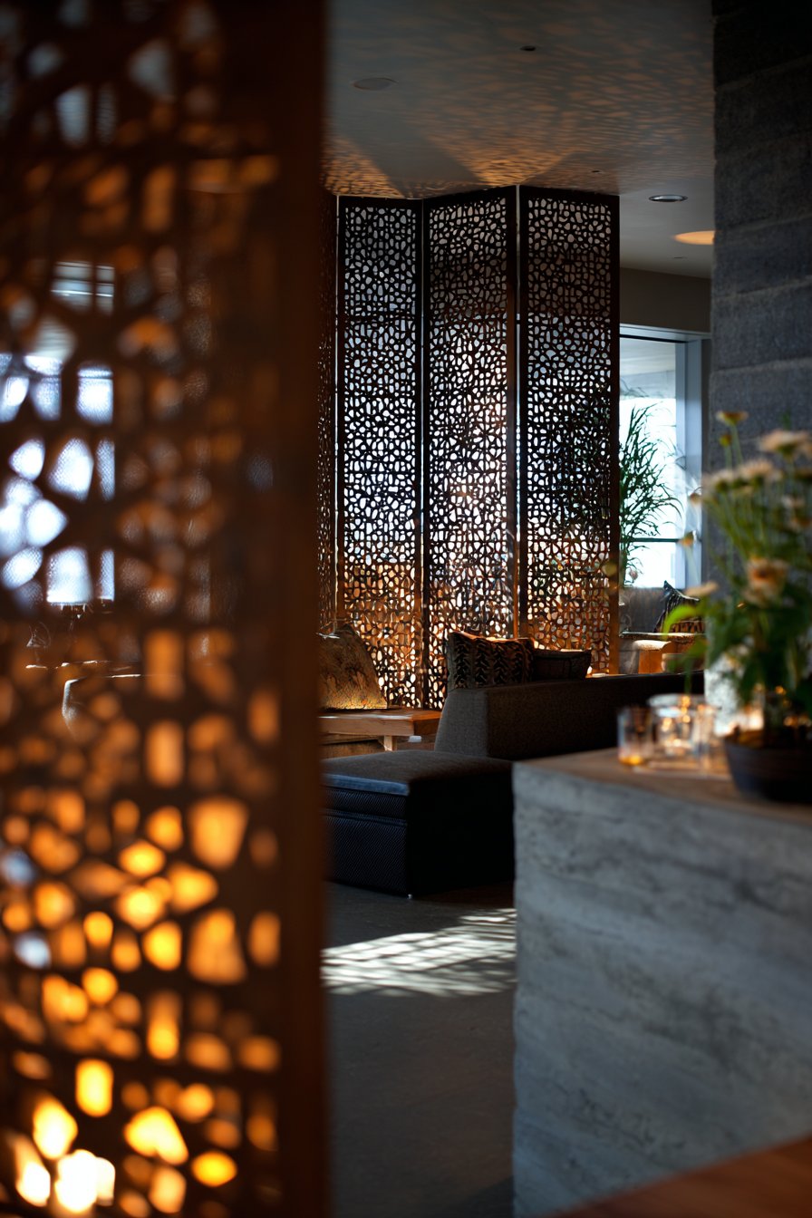 Geometric Moroccan-Inspired Metal Screen: Portable Artistry and Pattern Play