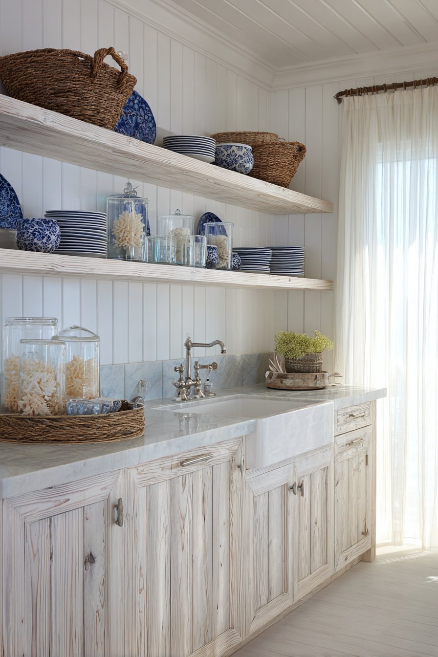 Coastal Elegance with Whitewashed Pine and Nautical Details