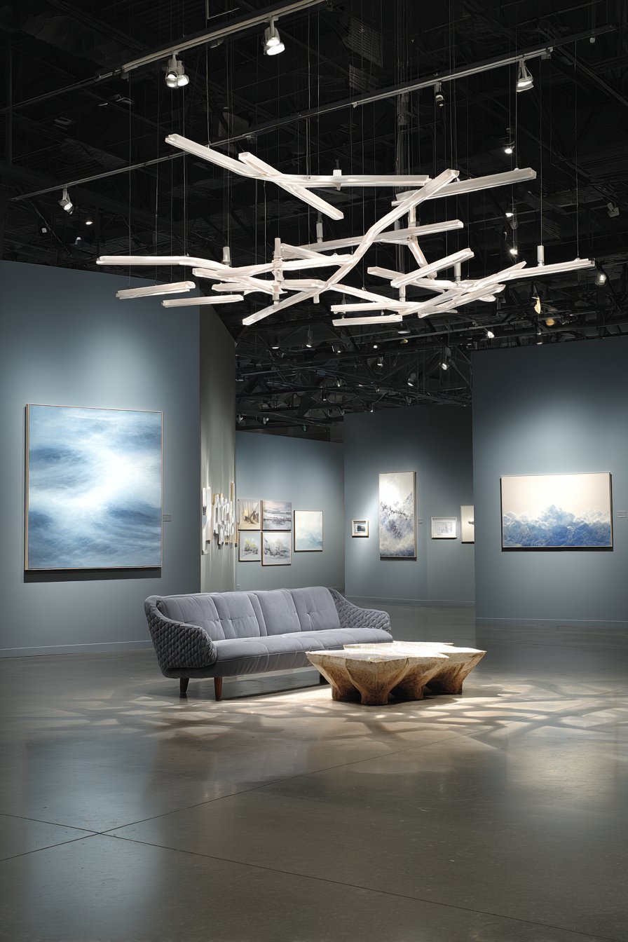 Gallery-Quality Living Room with Professional Track Lighting