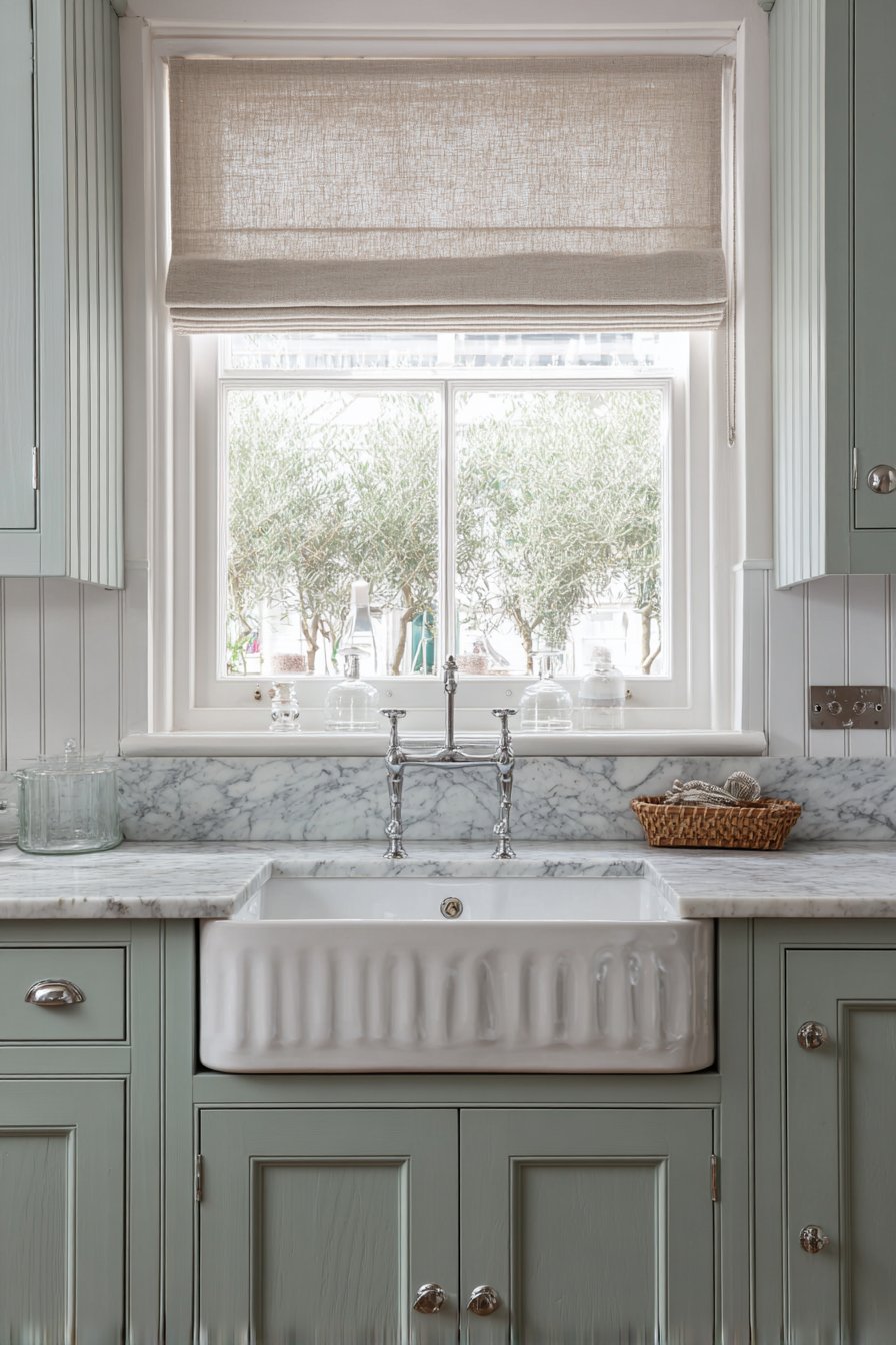 Classic Apron-Front Farmhouse Sink with Marble Surroundings
