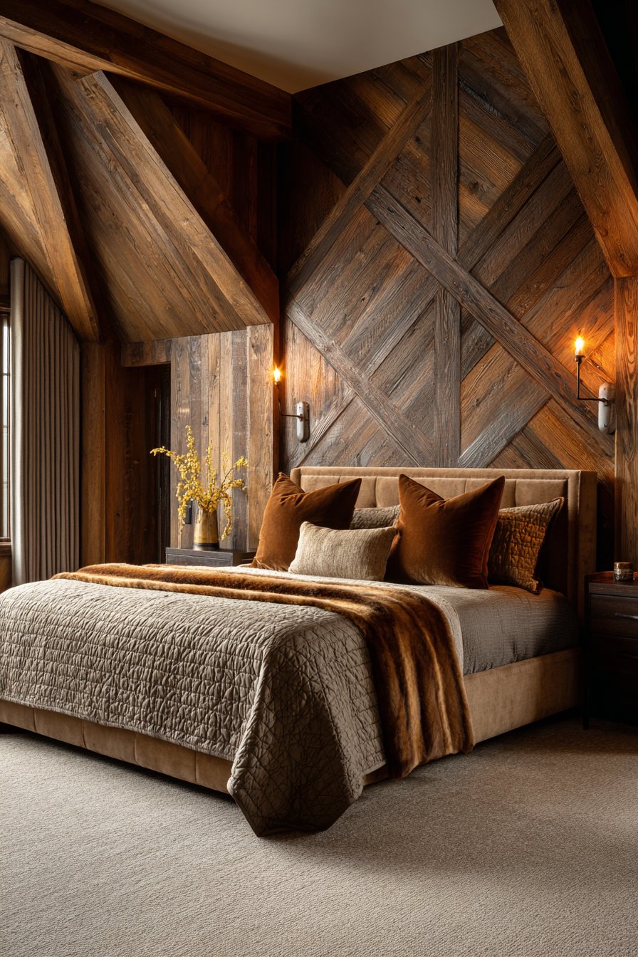 Sunset-Inspired Serenity with Reclaimed Wood Accent