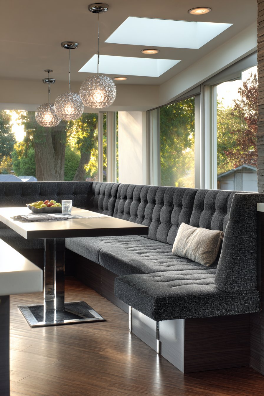 Contemporary Charcoal Velvet and Chrome