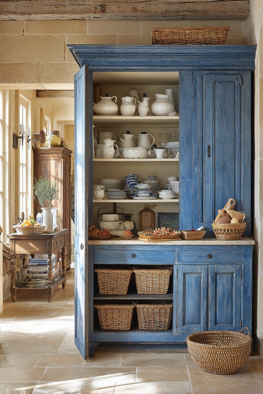 Floor-to-Ceiling Blue Hutch Storage