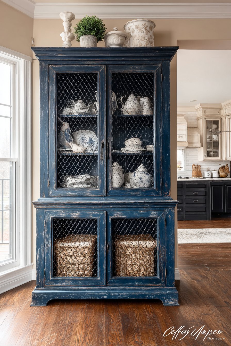 Floor-to-Ceiling Blue Hutch Storage