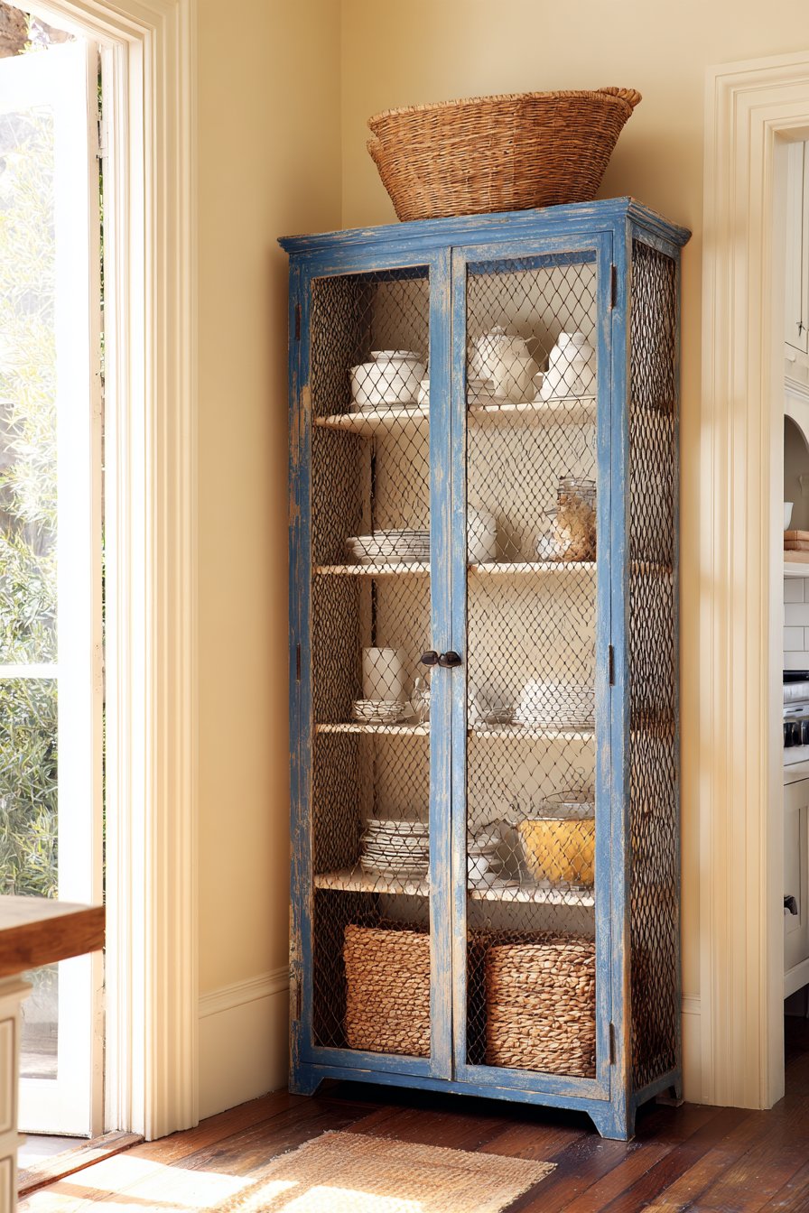 Floor-to-Ceiling Blue Hutch Storage